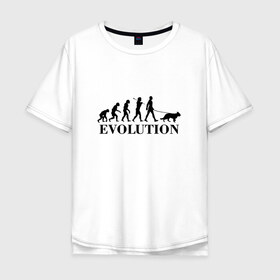 Мужская футболка хлопок Oversize с принтом Evolution в Екатеринбурге, 100% хлопок | свободный крой, круглый ворот, “спинка” длиннее передней части | dog | друг человека | кинолог | люблю собак | овчарка | пес | собака | собачник | щенок | эволюция