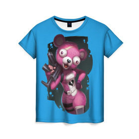 Женская футболка 3D с принтом Cuddle Team Leader в Екатеринбурге, 100% полиэфир ( синтетическое хлопкоподобное полотно) | прямой крой, круглый вырез горловины, длина до линии бедер | battle royale | cuddle | fortnite | leader | битва | королевская | ниндзя | розовый медведь | фортнайт