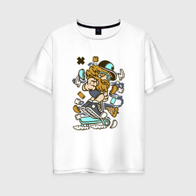 Женская футболка хлопок Oversize с принтом Самокат в Екатеринбурге, 100% хлопок | свободный крой, круглый ворот, спущенный рукав, длина до линии бедер
 | граффити | с самокатом | самокат | спорт | хипстер