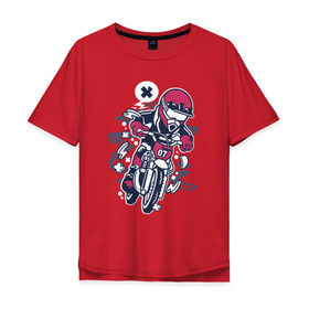 Мужская футболка хлопок Oversize с принтом Мотоциклист в Екатеринбурге, 100% хлопок | свободный крой, круглый ворот, “спинка” длиннее передней части | гонки | граффити | мото | мотоцикл | мотоциклист | мотоциклы | скорость