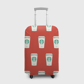 Чехол для чемодана 3D с принтом Старбакс попарт Томат в Екатеринбурге, 86% полиэфир, 14% спандекс | двустороннее нанесение принта, прорези для ручек и колес | pop art | starbucks | warhol | кофе | паттерн | поп арт | стакан | старбакс | узор | уорхол | хипстер | чашка