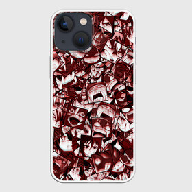 Чехол для iPhone 13 mini с принтом Ярость аниме в Екатеринбурге,  |  | ahegao | anime | manga | злость | комиксы | красный | крик | лица | лицо | манга | паттрен | фрагменты