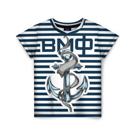 Детская футболка 3D с принтом Якорь ВМФ в Екатеринбурге, 100% гипоаллергенный полиэфир | прямой крой, круглый вырез горловины, длина до линии бедер, чуть спущенное плечо, ткань немного тянется | Тематика изображения на принте: военно морской флот | тельняшка | флот