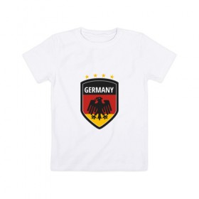Детская футболка хлопок с принтом Germany в Екатеринбурге, 100% хлопок | круглый вырез горловины, полуприлегающий силуэт, длина до линии бедер | football | germany | sport | германия | мяч | нойер | орёл | сборная | спорт | флаг | футбол | чемпионат мира