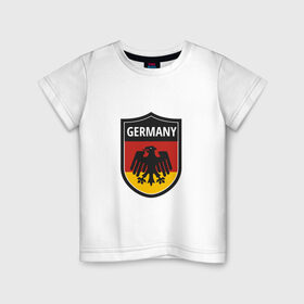 Детская футболка хлопок с принтом Germany в Екатеринбурге, 100% хлопок | круглый вырез горловины, полуприлегающий силуэт, длина до линии бедер | football | germany | sport | германия | мяч | нойер | орёл | сборная | спорт | флаг | футбол | чемпионат мира