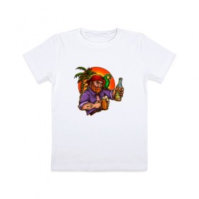 Детская футболка хлопок с принтом Пират в Екатеринбурге, 100% хлопок | круглый вырез горловины, полуприлегающий силуэт, длина до линии бедер | летние | летняя | лето | море | морская | морские | пират | пираты | попугай