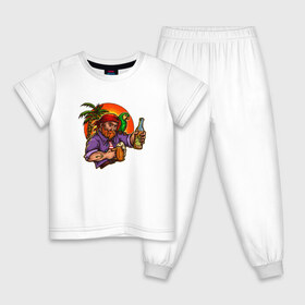 Детская пижама хлопок с принтом Пират в Екатеринбурге, 100% хлопок |  брюки и футболка прямого кроя, без карманов, на брюках мягкая резинка на поясе и по низу штанин
 | летние | летняя | лето | море | морская | морские | пират | пираты | попугай