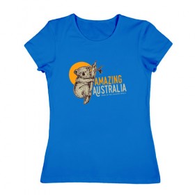 Женская футболка хлопок с принтом Коала в Екатеринбурге, 100% хлопок | прямой крой, круглый вырез горловины, длина до линии бедер, слегка спущенное плечо | koala | австралия | животные | коала | коалы | милые | с коалой