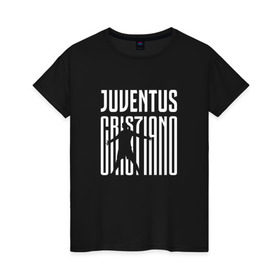 Женская футболка хлопок с принтом Juventus - Cristiano Ronaldo 7 в Екатеринбурге, 100% хлопок | прямой крой, круглый вырез горловины, длина до линии бедер, слегка спущенное плечо | 0x000000123 | cristiano ronaldo | juventus | криштиано роналдо | ювентус
