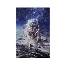 Обложка для паспорта матовая кожа с принтом STARFIELD в Екатеринбурге, натуральная матовая кожа | размер 19,3 х 13,7 см; прозрачные пластиковые крепления | Тематика изображения на принте: 2019 | 2020 | bethesda | logo | space | starfield | звезды | игра | космонавт | космос | логотип | старфиелд