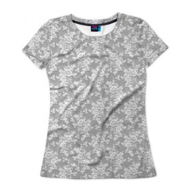 Женская футболка 3D с принтом Кружева на сетке в Екатеринбурге, 100% полиэфир ( синтетическое хлопкоподобное полотно) | прямой крой, круглый вырез горловины, длина до линии бедер | Тематика изображения на принте: 