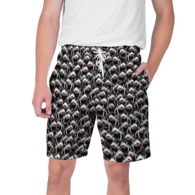 Мужские шорты 3D с принтом Большие белые акулы в Екатеринбурге,  полиэстер 100% | прямой крой, два кармана без застежек по бокам. Мягкая трикотажная резинка на поясе, внутри которой широкие завязки. Длина чуть выше колен | shark | паттерн
