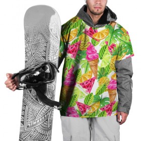 Накидка на куртку 3D с принтом Летнее настроение в Екатеринбурге, 100% полиэстер |  | Тематика изображения на принте: summer | зелень | листья | море | пляж | тропики | фруткты | цветы