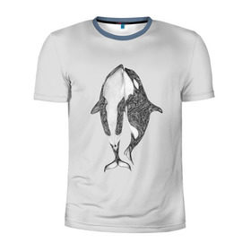 Мужская футболка 3D спортивная с принтом Киты в Екатеринбурге, 100% полиэстер с улучшенными характеристиками | приталенный силуэт, круглая горловина, широкие плечи, сужается к линии бедра | арт | касатка | касатки | кит | море | океан | рисунок | узор