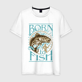 Мужская футболка хлопок с принтом Рыбалка в Екатеринбурге, 100% хлопок | прямой крой, круглый вырез горловины, длина до линии бедер, слегка спущенное плечо. | ловить рыбу | на рыбалку | охота | природа | рыба | рыбак | рыбалка