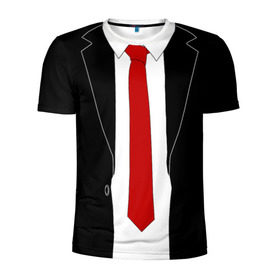 Мужская футболка 3D спортивная с принтом КОСТЮМ АГЕНТА 47 в Екатеринбурге, 100% полиэстер с улучшенными характеристиками | приталенный силуэт, круглая горловина, широкие плечи, сужается к линии бедра | Тематика изображения на принте: agent 47 | галстук | пиджак | хитман
