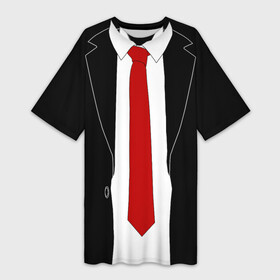 Платье-футболка 3D с принтом КОСТЮМ АГЕНТА 47 | AGENT 47 | HITMAN в Екатеринбурге,  |  | agent 47 | галстук | пиджак | хитман