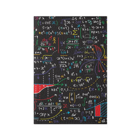 Обложка для паспорта матовая кожа с принтом Math в Екатеринбурге, натуральная матовая кожа | размер 19,3 х 13,7 см; прозрачные пластиковые крепления | Тематика изображения на принте: математика | наука | тригонометрия | уравнения | формулы | цифры