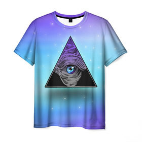 Мужская футболка 3D с принтом Пирамида / Всевидящее око в Екатеринбурге, 100% полиэфир | прямой крой, круглый вырез горловины, длина до линии бедер | 