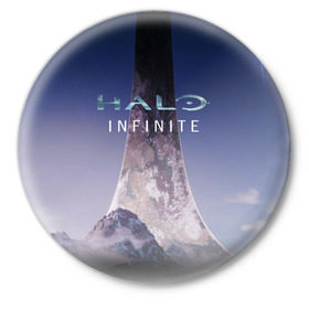 Значок с принтом HALO INFINITE в Екатеринбурге,  металл | круглая форма, металлическая застежка в виде булавки | master chief | инфинит | мастер чиф | хало