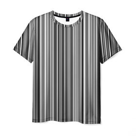 Мужская футболка 3D с принтом Черно белые полосы в Екатеринбурге, 100% полиэфир | прямой крой, круглый вырез горловины, длина до линии бедер | Тематика изображения на принте: белое | полоски | полосы | черное
