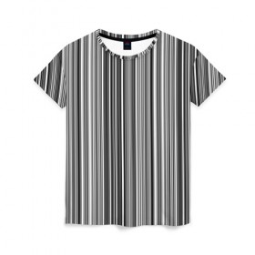 Женская футболка 3D с принтом Черно белые полосы в Екатеринбурге, 100% полиэфир ( синтетическое хлопкоподобное полотно) | прямой крой, круглый вырез горловины, длина до линии бедер | белое | полоски | полосы | черное