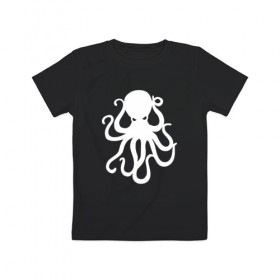 Детская футболка хлопок с принтом Осьминог в Екатеринбурге, 100% хлопок | круглый вырез горловины, полуприлегающий силуэт, длина до линии бедер | Тематика изображения на принте: mark hoppus | octopus | марк хоппус | осьминог