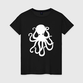 Женская футболка хлопок с принтом Осьминог в Екатеринбурге, 100% хлопок | прямой крой, круглый вырез горловины, длина до линии бедер, слегка спущенное плечо | mark hoppus | octopus | марк хоппус | осьминог