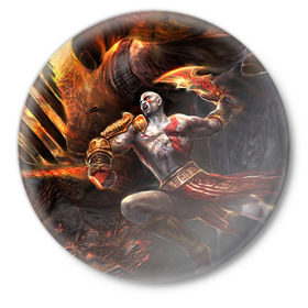 Значок с принтом God of War в Екатеринбурге,  металл | круглая форма, металлическая застежка в виде булавки | 