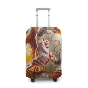 Чехол для чемодана 3D с принтом God of War в Екатеринбурге, 86% полиэфир, 14% спандекс | двустороннее нанесение принта, прорези для ручек и колес | 