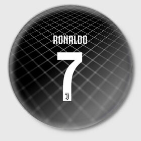 Значок с принтом RONALDO JUVE SPORT в Екатеринбурге,  металл | круглая форма, металлическая застежка в виде булавки | cr7 | fc | клуб | криштиану роналду | роналдо | фк | ювентус