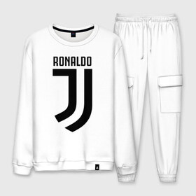 Мужской костюм хлопок с принтом RONALDO JUVE SPORT в Екатеринбурге, 100% хлопок | на свитшоте круглая горловина, мягкая резинка по низу. Брюки заужены к низу, на них два вида карманов: два “обычных” по бокам и два объемных, с клапанами, расположенные ниже линии бедра. Брюки с мягкой трикотажной резинкой на поясе и по низу штанин. В поясе для дополнительного комфорта — широкие завязки | cr7 | fc | клуб | криштиану роналду | роналдо | фк | ювентус