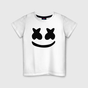 Детская футболка хлопок с принтом Маршмеллоу в Екатеринбурге, 100% хлопок | круглый вырез горловины, полуприлегающий силуэт, длина до линии бедер | electronic music | marshmello | маршмеллоу | электронная музыка