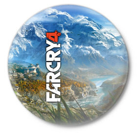 Значок с принтом Far Cry 4 в Екатеринбурге,  металл | круглая форма, металлическая застежка в виде булавки | action | far cry 4 | армия | гималаи | гирокоптер | мин | мир | открытый | франшиза | ховеркрафт | шутер