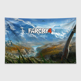 Флаг-баннер с принтом Far Cry 4 в Екатеринбурге, 100% полиэстер | размер 67 х 109 см, плотность ткани — 95 г/м2; по краям флага есть четыре люверса для крепления | action | far cry 4 | армия | гималаи | гирокоптер | мин | мир | открытый | франшиза | ховеркрафт | шутер