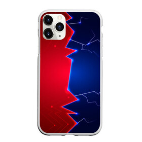 Чехол для iPhone 11 Pro Max матовый с принтом Battle color в Екатеринбурге, Силикон |  | blue | lightning | lines | red | красный | линии | молния | половины | противостояние | синий