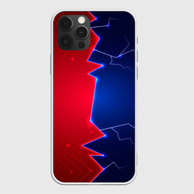 Чехол для iPhone 12 Pro Max с принтом Battle color в Екатеринбурге, Силикон |  | blue | lightning | lines | red | красный | линии | молния | половины | противостояние | синий