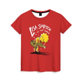 Женская футболка 3D с принтом Лиза Симпсон в Екатеринбурге, 100% полиэфир ( синтетическое хлопкоподобное полотно) | прямой крой, круглый вырез горловины, длина до линии бедер | homer | lisa | simpson | simpsons | барт | гомер | лиза | мульт | мультик | мультфильм | симпсон | симпсоны