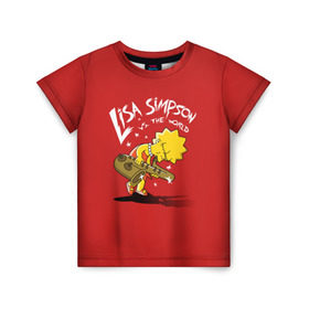 Детская футболка 3D с принтом Лиза Симпсон в Екатеринбурге, 100% гипоаллергенный полиэфир | прямой крой, круглый вырез горловины, длина до линии бедер, чуть спущенное плечо, ткань немного тянется | homer | lisa | simpson | simpsons | барт | гомер | лиза | мульт | мультик | мультфильм | симпсон | симпсоны