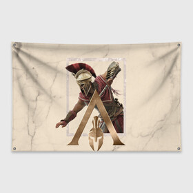 Флаг-баннер с принтом Odyssey в Екатеринбурге, 100% полиэстер | размер 67 х 109 см, плотность ткани — 95 г/м2; по краям флага есть четыре люверса для крепления | игры | спартанец