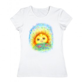 Женская футболка хлопок с принтом Солнечный город в Екатеринбурге, 100% хлопок | прямой крой, круглый вырез горловины, длина до линии бедер, слегка спущенное плечо | 