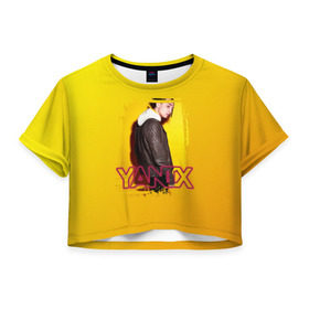 Женская футболка 3D укороченная с принтом Yanix в Екатеринбурге, 100% полиэстер | круглая горловина, длина футболки до линии талии, рукава с отворотами | 