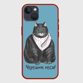 Чехол для iPhone 13 с принтом Черешню неси в Екатеринбурге,  |  | Тематика изображения на принте: еда | кот | кушать | мем | черешня