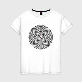 Женская футболка хлопок с принтом Лабиринт Минотавра в Екатеринбурге, 100% хлопок | прямой крой, круглый вырез горловины, длина до линии бедер, слегка спущенное плечо | загадка | мифы