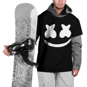 Накидка на куртку 3D с принтом Marshmello black в Екатеринбурге, 100% полиэстер |  | Тематика изображения на принте: dj | dj marshmello | marshmello | клуб | клубная музыка | музыка