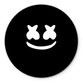 Коврик круглый с принтом Marshmello black в Екатеринбурге, резина и полиэстер | круглая форма, изображение наносится на всю лицевую часть | Тематика изображения на принте: dj | dj marshmello | marshmello | клуб | клубная музыка | музыка