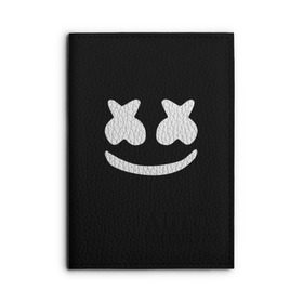 Обложка для автодокументов с принтом Marshmello black в Екатеринбурге, натуральная кожа |  размер 19,9*13 см; внутри 4 больших “конверта” для документов и один маленький отдел — туда идеально встанут права | dj | dj marshmello | marshmello | клуб | клубная музыка | музыка