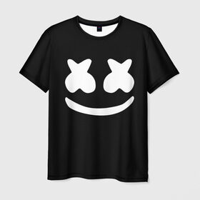 Мужская футболка 3D с принтом Marshmello black в Екатеринбурге, 100% полиэфир | прямой крой, круглый вырез горловины, длина до линии бедер | dj | dj marshmello | marshmello | клуб | клубная музыка | музыка