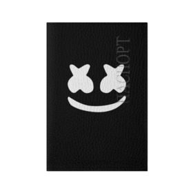 Обложка для паспорта матовая кожа с принтом Marshmello black в Екатеринбурге, натуральная матовая кожа | размер 19,3 х 13,7 см; прозрачные пластиковые крепления | Тематика изображения на принте: dj | dj marshmello | marshmello | клуб | клубная музыка | музыка