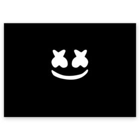 Поздравительная открытка с принтом Marshmello black в Екатеринбурге, 100% бумага | плотность бумаги 280 г/м2, матовая, на обратной стороне линовка и место для марки
 | dj | dj marshmello | marshmello | клуб | клубная музыка | музыка
